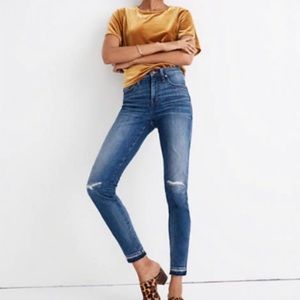 9” high rise skinny jeans rip and repair edition